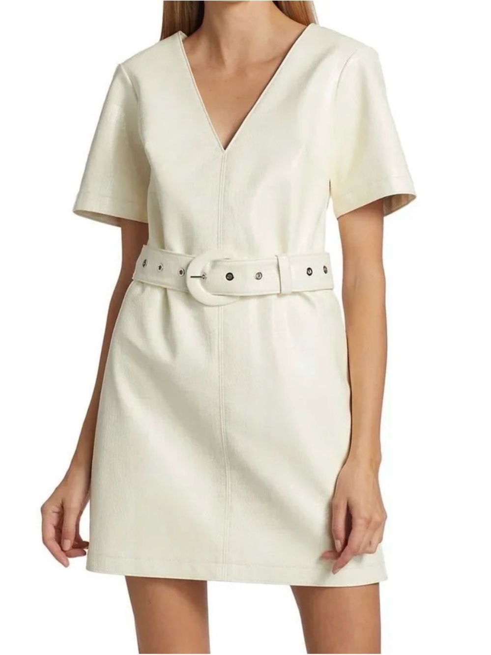 Cinq à Sept Abytha Belted Faux Leather Minidress Sz 2